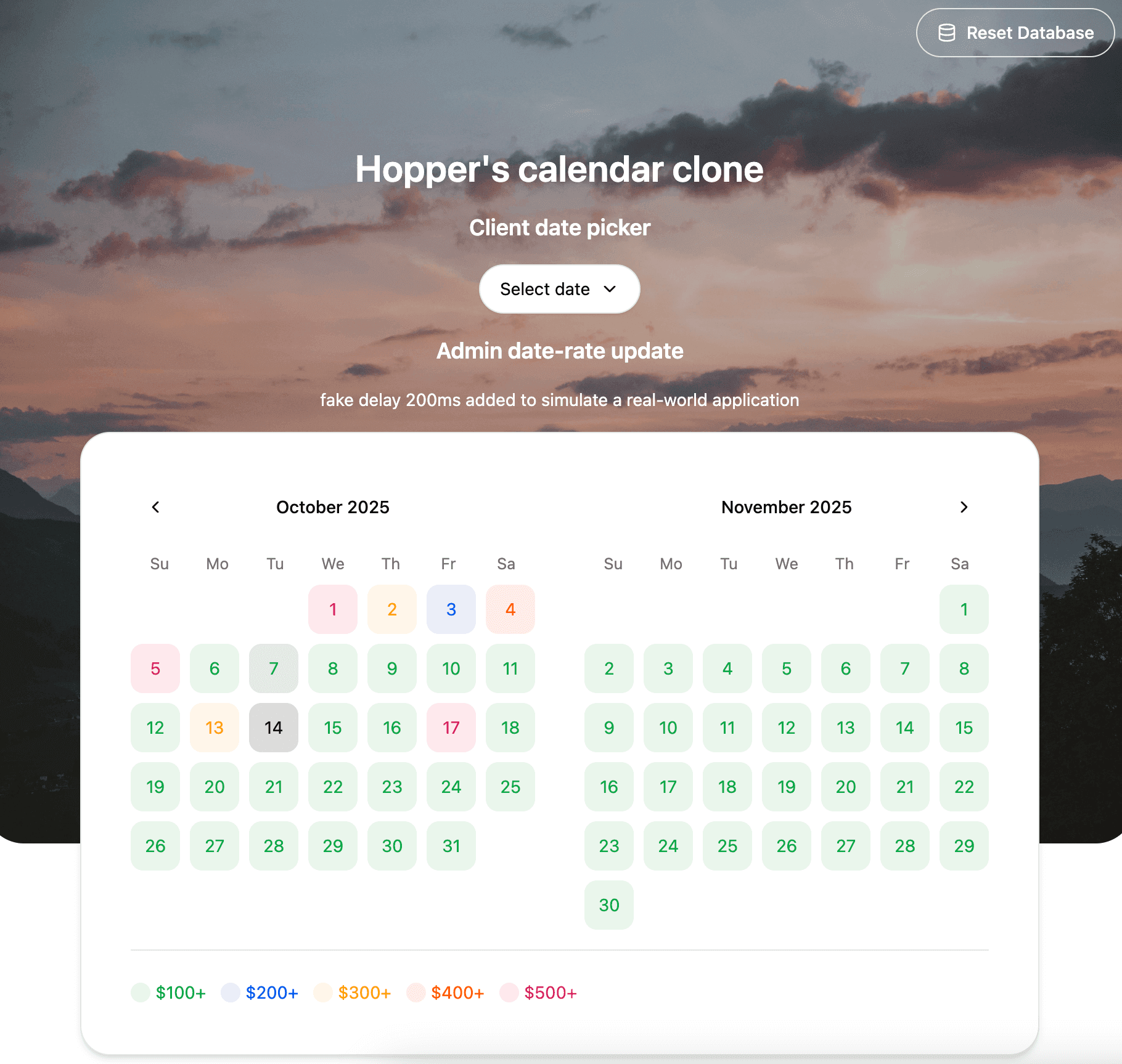 Hopper's calendar clone